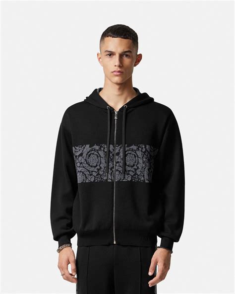 versace zip hoodie baroque|Barocco Jacquard Knit Zip Hoodie .